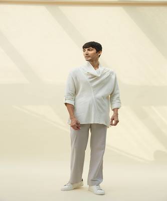 White handloom khadi plain  tunic 1