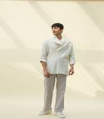 White handloom khadi plain  tunic