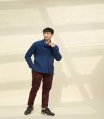 Blue handloom khadi plain  tunic