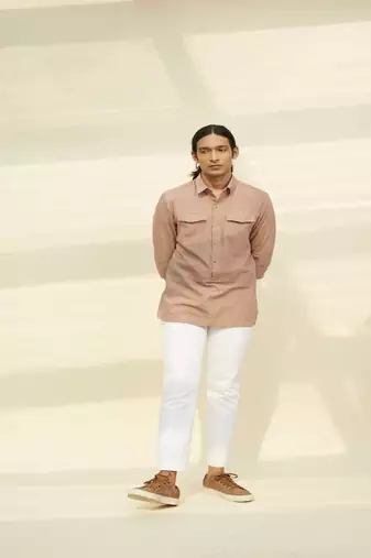 Brown handloom khadi plain  tunic