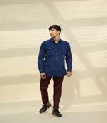 Blue handloom khadi plain  tunic