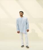 Blue handloom khadi plain  tunic