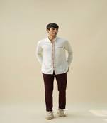 White handloom khadi plain  shirt