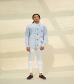 Blue handloom khadi plain  shirt