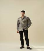 Grey handloom khadi plain  shirt