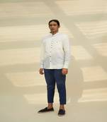 White handloom khadi plain  shirt