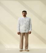 White handloom khadi plain  shirt