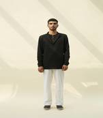 Black handloom khadi plain  kurta