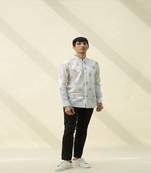 White handloom khadi plain  shirt