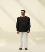 black handloom khadi plain  kurta