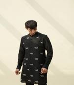 Black handloom khadi plain  kurta