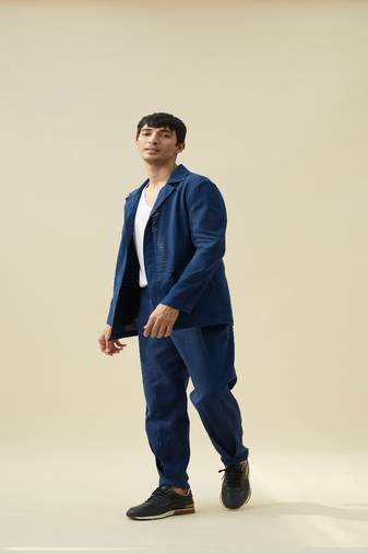 Blue handloom khadi plain 