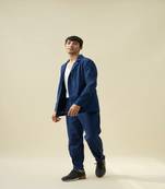 Blue handloom khadi plain 