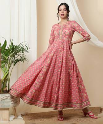 Sa Rasa Orange Anarkali Flared Gown/Kurta 1