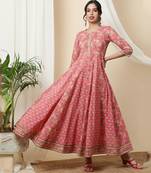 Sa Rasa Orange Anarkali Flared Gown/Kurta