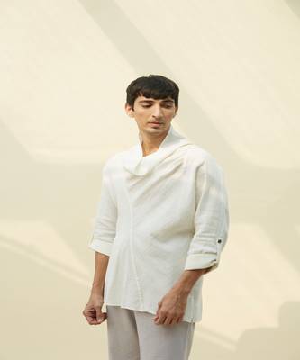 White handloom khadi plain  tunic 2