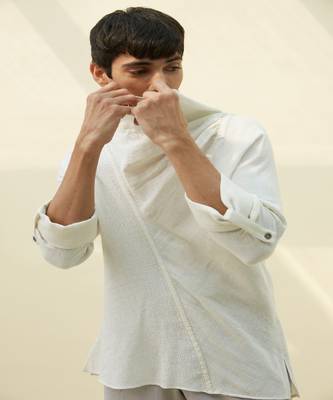 White handloom khadi plain  tunic 5