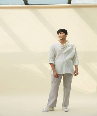 White handloom khadi plain  tunic 6