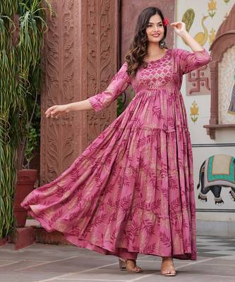 Sa Rasa Pink Anarkali Flared Gown/Kurta 1