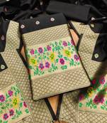 Black floral woven banarasi silk dress material