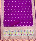 Purple floral woven banarasi silk dress material