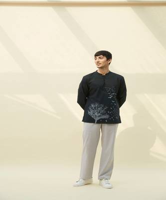 Black handloom khadi printed  tunic 4