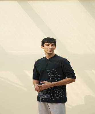 Black handloom khadi printed  tunic 6
