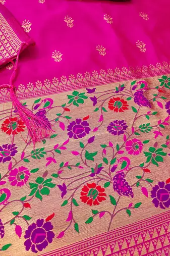 Ranipink floral woven banarasi silk dress material