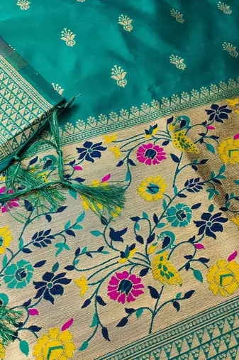 Rama floral woven banarasi silk dress material