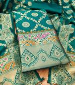 Rama floral woven banarasi silk dress material