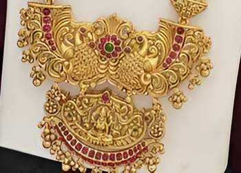 Traditional pearl & gold temple necklace set – lakshmi design bridal jewelry 2