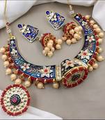 Indian gold plated meenakari kundan traditional choker bridal necklace jewelry