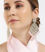 Luxurious pink chandelier earrings - traditional indian statement jewelry for wedding & festival elegance