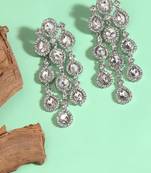 Luxurious lct gold cascade earrings - crystal-embellished statement earrings for wedding & festival glamour