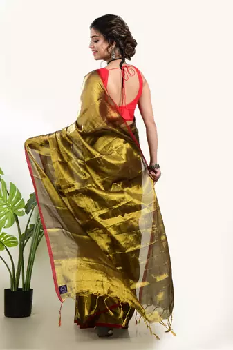 Aakar Sunehri Kiran | Gold Handloom Tissue Saree