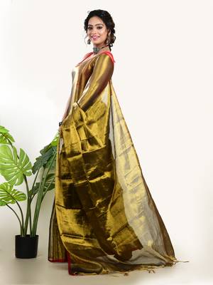 Aakar Sunehri Kiran | Gold Handloom Tissue Saree 3