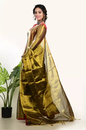 Aakar Sunehri Kiran | Gold Handloom Tissue Saree
