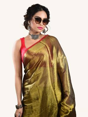 Aakar Sunehri Kiran | Gold Handloom Tissue Saree 4