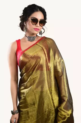 Aakar Sunehri Kiran | Gold Handloom Tissue Saree