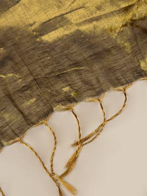 gold handloom tissue saree with unstitched blouse piece 6