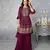 Women's Wine Color Faux Georgette Embroidered Readymade Kurta Sharara and Dupatta Set (Full Stitched )