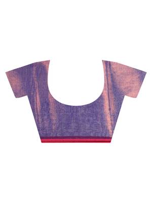 copper & blue handloom tissue saree with unstitched blouse piece 7
