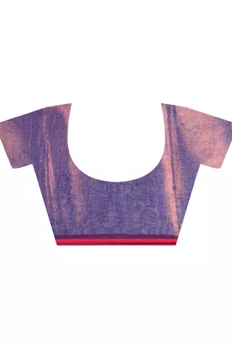 copper & blue handloom tissue saree with unstitched blouse piece