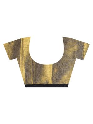 gold handloom tissue saree with unstitched blouse piece 7