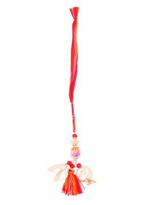 set of 2 multicolor artificial stones & beads bhaiya bhabhi rakhi with roli chawal chandan & mishri 4