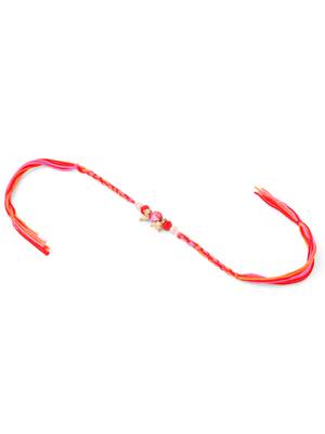 set of 2 multicolor artificial stones & beads bhaiya bhabhi rakhi with roli chawal chandan & mishri 5