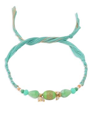 set of 2 green artificial beads bhaiya bhabhi rakhi with roli chawal chandan & mishri 3