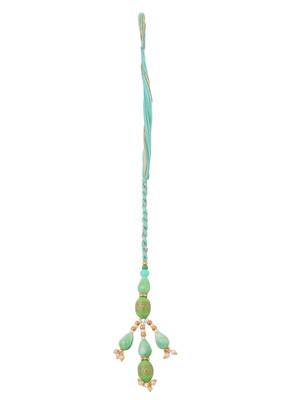 set of 2 green artificial beads bhaiya bhabhi rakhi with roli chawal chandan & mishri 5