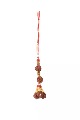 set of 2 multicolor rudraksh & beads bhaiya bhabhi rakhi with roli chawal chandan & mishri