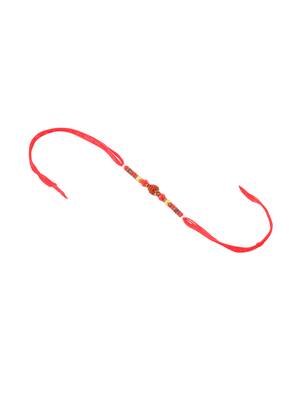 set of 2 multicolor rudraksh & beads bhaiya bhabhi rakhi with roli chawal chandan & mishri 4